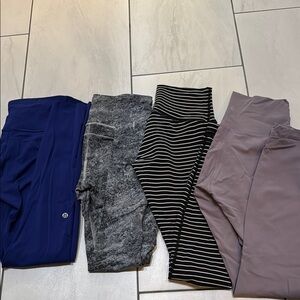 Bundle of Lululemon athletica Leggings - Blue, Gray, Black & White, Purple